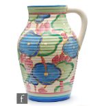 Clarice Cliff - Blue Chintz - A single handled 12 inch Lotus jug circa 1932, hand painted with