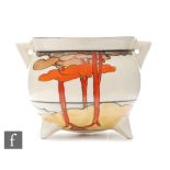 Clarice Cliff - Coral Firs - A small cauldron circa 1932, hand painted with a stylised coastal