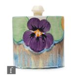 Clarice Cliff - Delecia Pansies - A drum shaped preserve pot and cover circa 1932, hand painted with