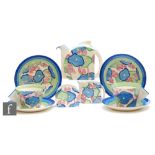 Clarice Cliff - Blue Chintz - A Stamford shape early morning breakfast tea service circa 1932,