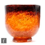 Unknown - A Czechoslovakian glass vase of footed form, decorated with mottled brown over the mottled