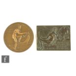 Rombaux / Dropsy - Two French bronze plaques, a rectangular School of Arts example, length 5cm,