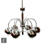 Unknown - A contemporary space age style ceiling light, with chrome six orb bulb holders and