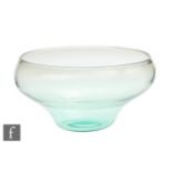 Unknown - A large 1930s free blown glass bowl with circular base rising to a swollen rim, all in a