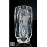 Hadeland - A 1930s clear crystal glass vase of footed quatrelobed form, engraved to one face with