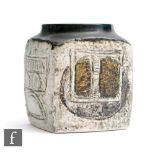 Troika Pottery - A small preserve jar decorated with incised abstract decoration heightened in black