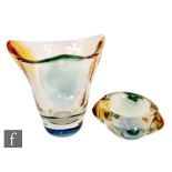 Mstisov - A 20th Century glass Rhapsody range vase, of ovoid form with pulled up triform rim with