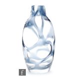 In the manner of Whitefriars - A post war glass vase of ovoid form with collar neck, the clear