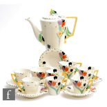Burleigh Ware - A 1930s Art Deco Zenith shape coffee set comprising coffee pot, six cups and