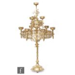 In the manner of Augustus Welby Northmore Pugin - A large 19th Century brass candelabra in the