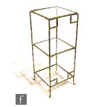 Unknown - An Italian faux bamboo gilt metal high tiered table, the delicate frame on swept feet, the