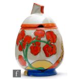 After Clarice Cliff - Japanese - A 1930s Japanese copy of a Daffodil shape preserve pot and cover