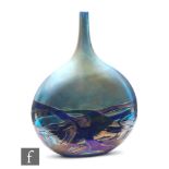 Michael Harris - Isle of Wight - A later 20th Century glass Nightscape Lollipop vase, of