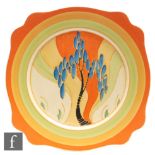 Clarice Cliff - Windbells - A large Leda shape plate circa 1933, hand painted with a large