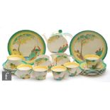 Clarice Cliff - Secrets - A large six place Bon Jour tea service circa 1933, comprising large Bon