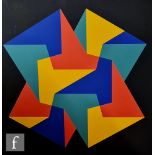 After Fernand Deluc - Geometric form in primary colours, screen print on canvas board, framed,