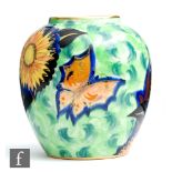 Carlton Ware - An Art Deco vase of swollen ovoid form decorated in the Dahlia and Butterfly