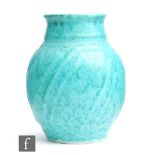 Pilkingtons Royal Lancastrian - A 1930s shape 3307 vase decorated in an all over mottled blue
