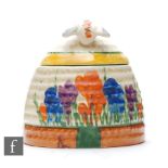 Clarice Cliff - Crocus - A small size Beehive honey pot circa 1930, hand painted with Crocus