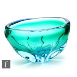 Josef Hospodka - Chribska - A post war glass sommerso bowl of elliptical lobed form in graduated