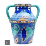 Clarice Cliff - Inspiration Persian - A twin handled Lotus jug circa 1930, hand painted with a