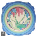 Clarice Cliff - Rudyard - A large Leda shape plate circa 1933, hand painted with a stylised tree