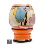 Clarice Cliff - Blue Autumn - A shape 362 vase circa 1930, hand painted with a stylised tree and