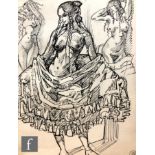 Albert Wainwright (1898-1943) - A sketch depicting a semi nude female figure with an elaborate