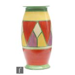 Clarice Cliff - Original Bizarre - A shape 265 vase circa 1928 hand painted with a band of