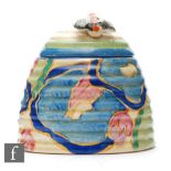Clarice Cliff - Blue Chintz - A large Beehive honey pot circa 1932 hand painted with stylised
