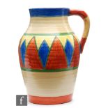Clarice Cliff - Original Bizarre - A single handled Lotus jug circa 1927/28, hand painted with a