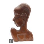 Attributed to Hagenauer - A carved wooden bust, modelled as a stylised African woman in profile with