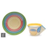 Clarice Cliff - Pastel Melon - A Conical shape cup and saucer circa 1932, hand painted with abstract