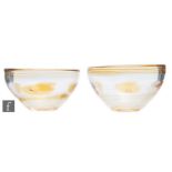 Unknown - Two post war glass bowls, each of circular section, the clear body decorated with