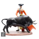 Ronzan - A large 1950s model of a Spanish matador and a bull, he in traditional dress holding a