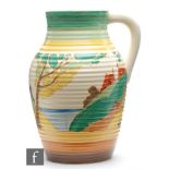 Clarice Cliff - Secrets - A 12 inch single handled Lotus jug circa 1933, hand painted with a