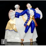 Attributed to Leon de Leyritz - A 1920s night light modelled as minuet dancers in blue and gold