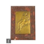 F.P Niclausse - A French paperweight with a central rectangular bronze plaque depicting Aquarius