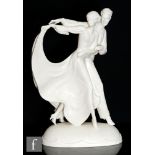 Katzhutte - A large 1930s Art Deco model of synchronized dancers, she with her arm out holding her