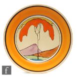 Clarice Cliff - Mountain - A 9 inch circular plate circa 1931, hand painted in a stylised