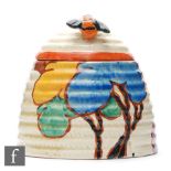 Clarice Cliff - Blue Autumn - A large Beehive honey pot circa 1930, hand painted with a stylised