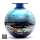 Michael Harris - Isle of Wight - A Nightscape glass vase of globe form with short collar neck and