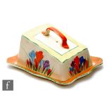 Clarice Cliff - Crocus - An early cheese dish and cover circa 1929, hand painted with Crocus