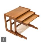 Salin Nyborg - A nest of three Danish teak cantilever occasional tables of rectangular form, the