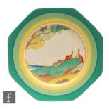 Clarice Cliff - Secrets - A large Octagonal plate circa 1933, hand painted with a stylised tree