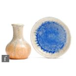 Ruskin Pottery - Two pieces of crystalline glaze comprising a small bud vase decorated in a tonal