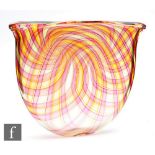 Bob Crooks - A contemporary studio glass Pi Bowl, of compressed form and internally decorated with a