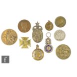 Various - Ten assorted Art Deco and earlier bronze and other medallions to include a Uruguay
