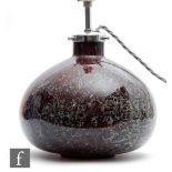WMF (Wurttembergische Metallwarenfabrik) - A 1930s German glass table lamp of compressed globe form,