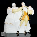 Attributed to Leon de Leyritz - A 1920s night light modelled as minuet dancers in yellow dress,